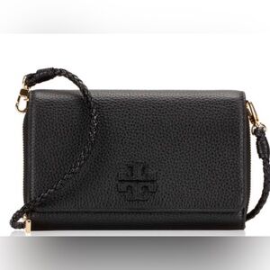 Tory Burch Black Textured Leather Wallet Mini Bag